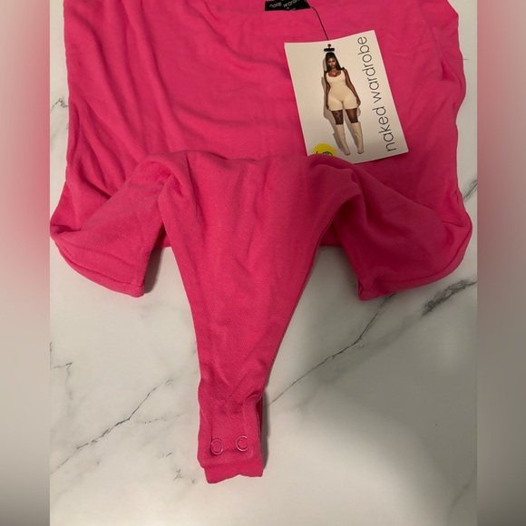 Naked Wardrobe Raspberry Pink Sleeveless Cami Tank Thong Bodysuit NWT Medium - Picture 4 of 5